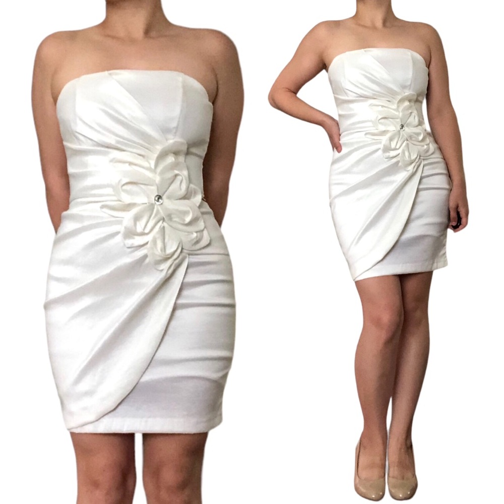 NWT Xscape Ivory Bodycon Strapless Mini Cocktail Dress | 4/6